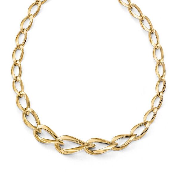 14k Yellow Gold Graduated Fancy Twisted Link Necklace, 17.5 Inch - Picture 1 of 5